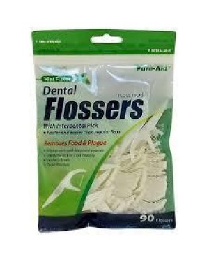 DENTAL FLOSSERS 90CT MINT #PURE-AID