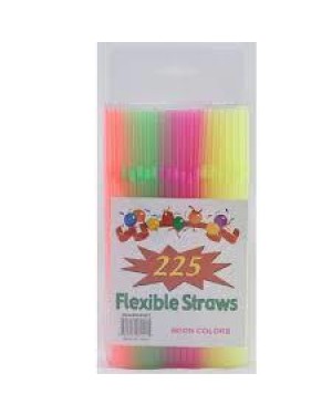STRAW FLEXIBLE 225CT ASST NEON COLOR #S5501