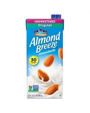 Blue Diamond Almond Breeze Milk Original UNSWEETENED 30CAL 32oz